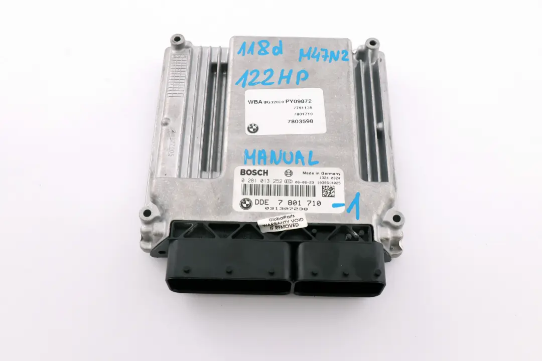 BMW 1 3 Series E87 E90 E91 118d 318d M47N2 Engine ECU Kit DDE CAS2 Key - SKU 7801710-1 - Part number 7801710