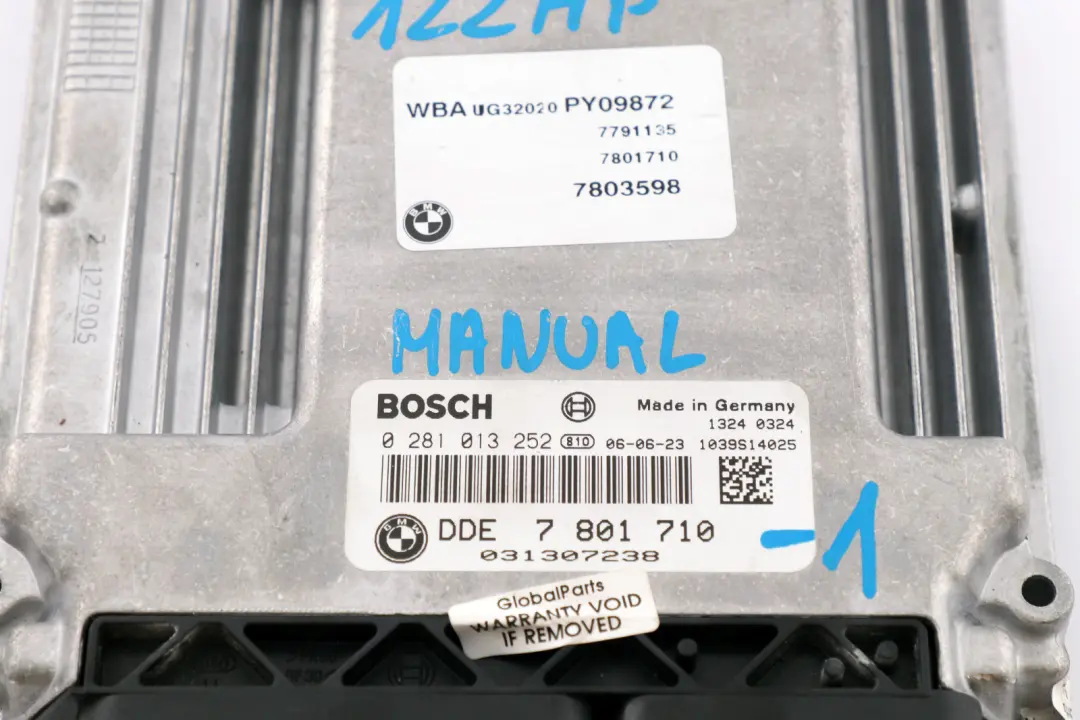 BMW 1 3 Series E87 E90 E91 118d 318d M47N2 Engine ECU Kit DDE CAS2 Key - SKU 7801710-1 - Part number 7801710
