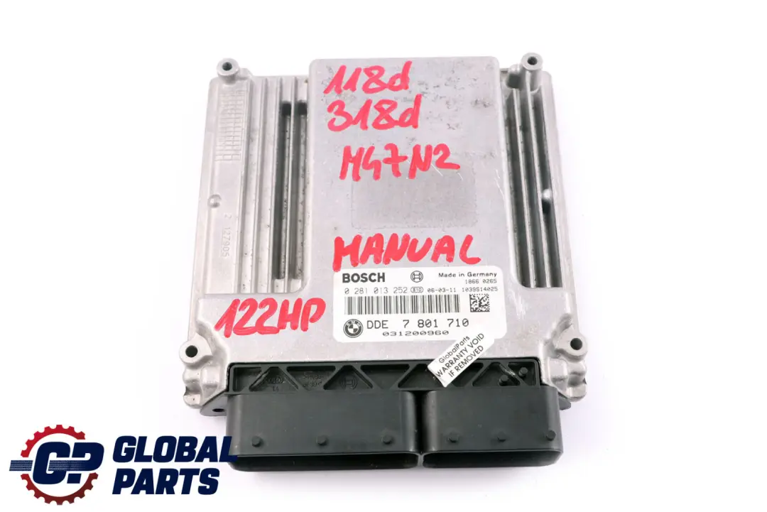M47N2 Engine Control Unit ECU DDE Manual to BMW E87 E90 E91 118d 318d with Part number 7801710 BMW E87 E90 E91 118d 318d M47N2 Engine Control Unit ECU DDE Manual - SKU 7801710 - Part number 7801710