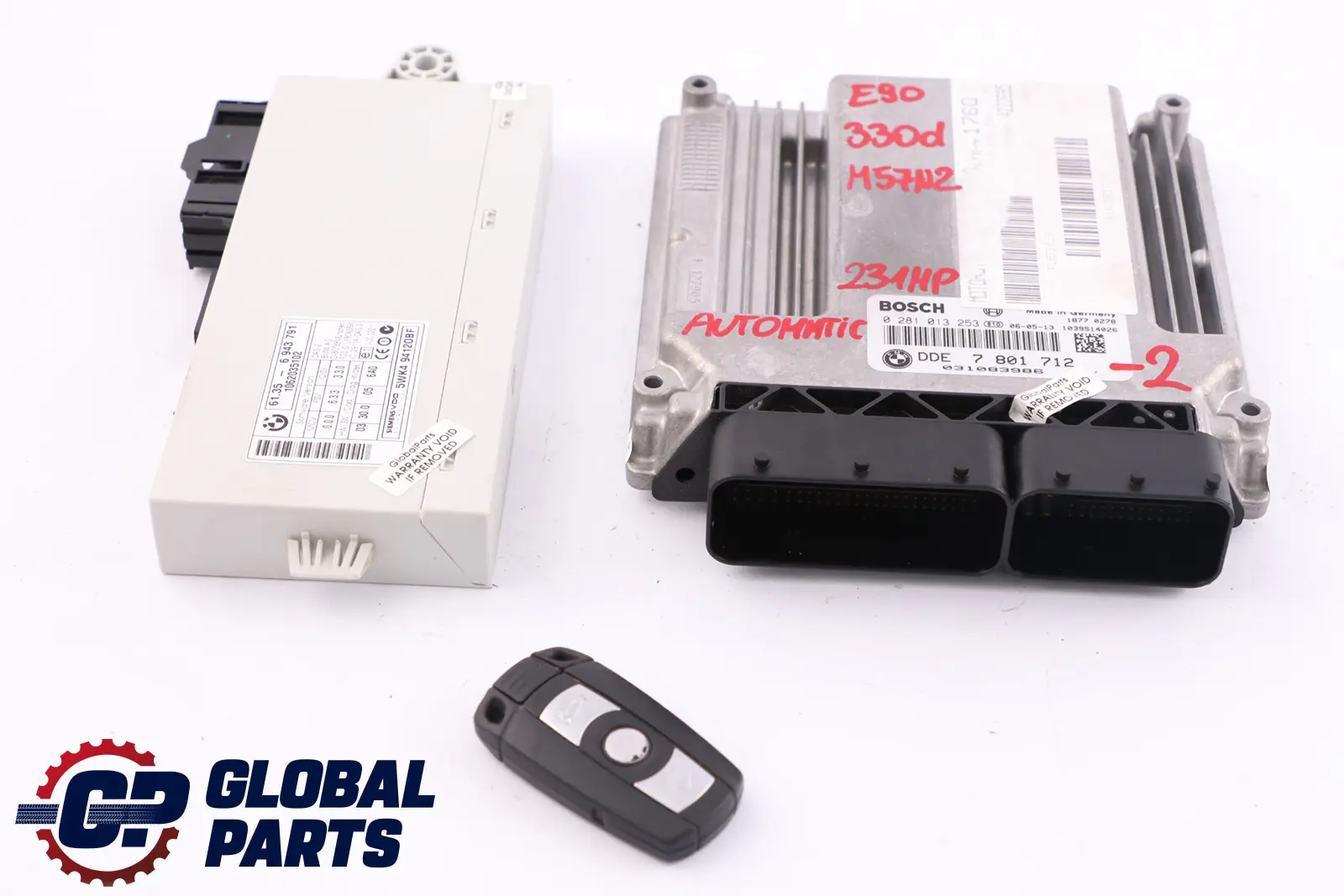 BMW E60 E90 3 5 Serie 330d 530d M57N2 Motor ECU Kit DDE 7801712 CAS2 Sleutel