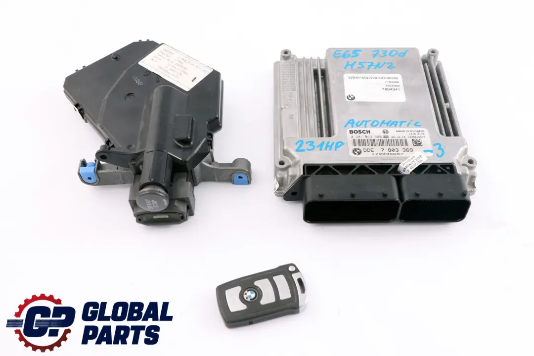 BMW 7 Series E65 E66 730d M57N2 231HP ECU Kit DDE + CAS + Key Automatic - SKU rhd-7803369-3 - Part number 7803369