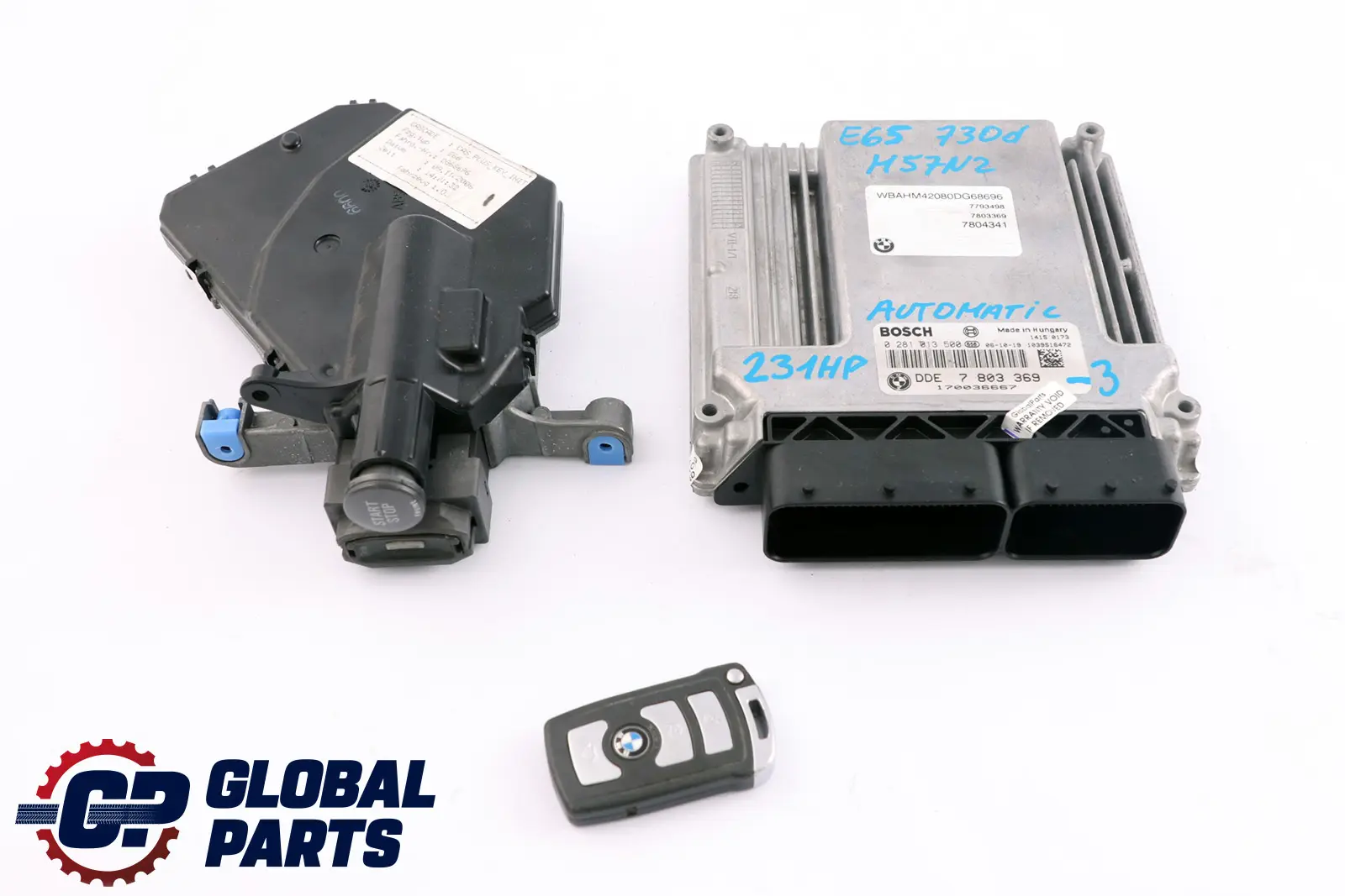 BMW 7 Series E65 E66 730d M57N2 231HP ECU Kit DDE + CAS + Key 7803369 Automatic