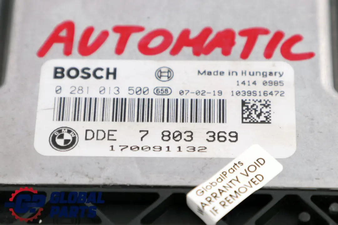 M57N2 Engine DDE Control Unit Automatic to BMW E60 E61 E90 E91 330d 530d with Part number 7803369 BMW E60 E61 E90 E91 330d 530d M57N2 Engine DDE Control Unit Automatic - SKU 7803369 - Part number 7803369
