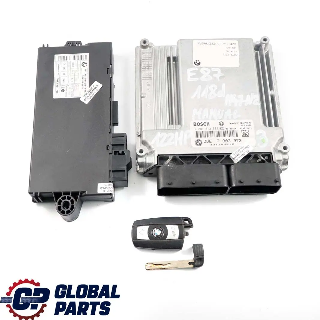 BMW E87 E90 E91 118d 318d M47N2 122HP Engine ECU KIT DDE CAS3 + Key - SKU 7803372-3 - Part number 7803372