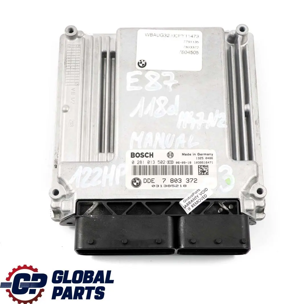 BMW E87 E90 E91 118d 318d M47N2 122HP Engine ECU KIT DDE CAS3 + Key - SKU 7803372-3 - Part number 7803372