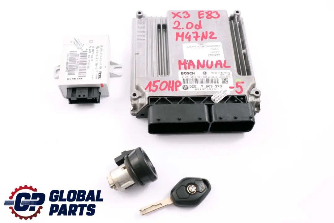 BMW X3 E83 2.0d Motor M47N2 150HP ECU Kit DDE EWS3 + Llave Manual - SKU 7803373-5 - Número de pieza 7803373