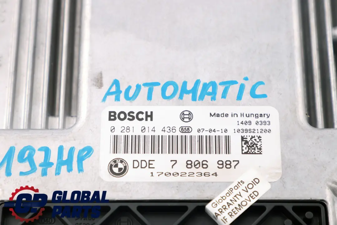 M57N2 ECU Basic DDE Control Unit to BMW 3 5 Series E60 LCI E90 325d 525d with Part number 7806987 BMW 3 5 Series E60 LCI E90 325d 525d M57N2 ECU Basic DDE Control Unit - SKU 7806987 - Part number 7806987