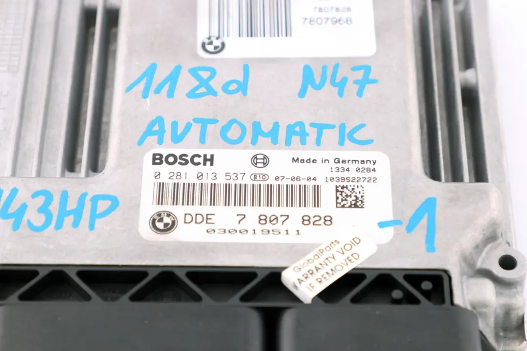 N47 Diesel ECU DDE CAS3 Key Automatic Gearbox to BMW E87 LCI E90 118d 318d with Part number 7807828 BMW E87 LCI E90 118d 318d N47 Diesel ECU DDE CAS3 Key Automatic Gearbox - SKU 7807828-1 - Part number 7807828