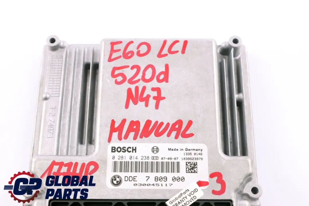 BMW E60 E87 LCI E90 120d 320d 520d N47 ECU Kit Control Unit DDE CAS3 Key - SKU 7809000-3 - Part number 7809000