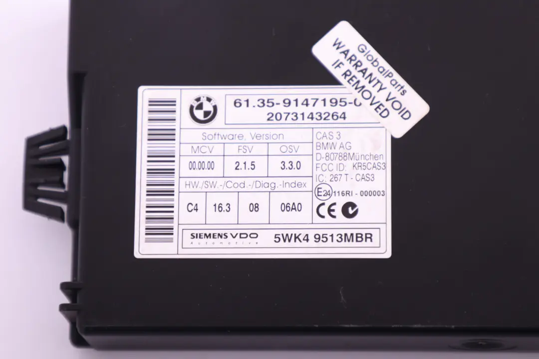 BMW E87 LCI E90 118d 318d N47 Diesel Centralina Kit Dde CAS3 Schluesse - SKU 7809001-1 - Numero di parte 7809001