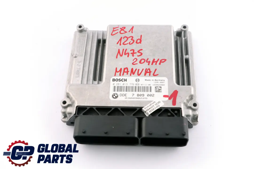 N47S 123d Engine Control Unit DDE Manual BMW E81 E82 E87 LCI - SKU 7809002-1 - Part number 7809002