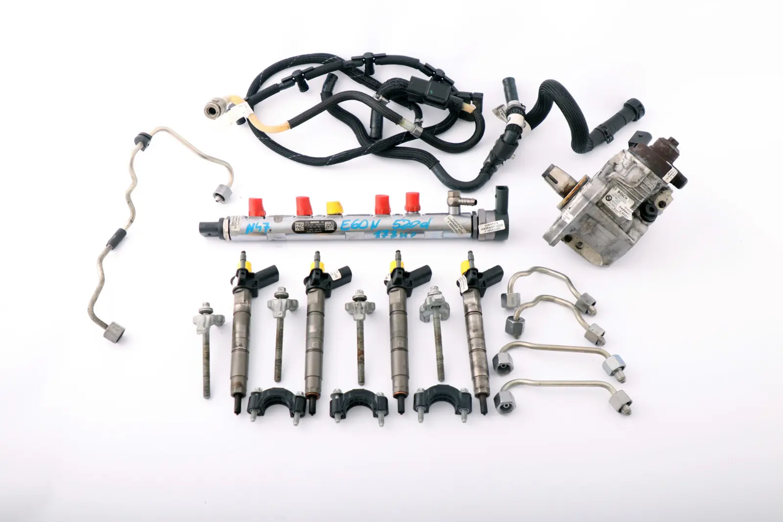 BMW E60 E61 LCI 520d Diesel N47 177HP Set Sistema di Iniezione Iniettore Pompa