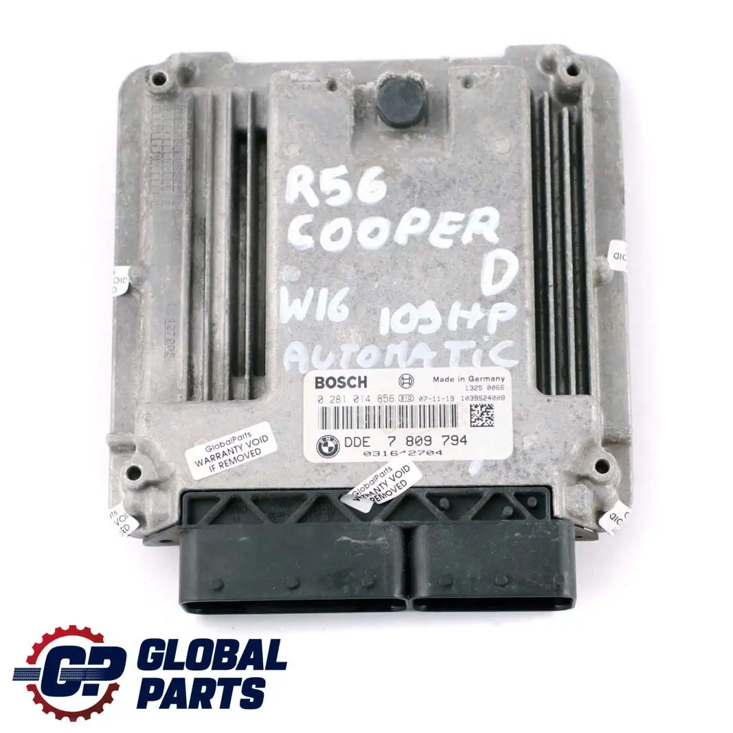 109HP ECU Kit DDE CAS3 + Key Automatic to Mini Cooper D R55 R56 Diesel W16 with Part number 7809794 Mini Cooper D R55 R56 Diesel W16 109HP ECU Kit DDE CAS3 + Key Automatic - SKU 7809794 - Part number 7809794