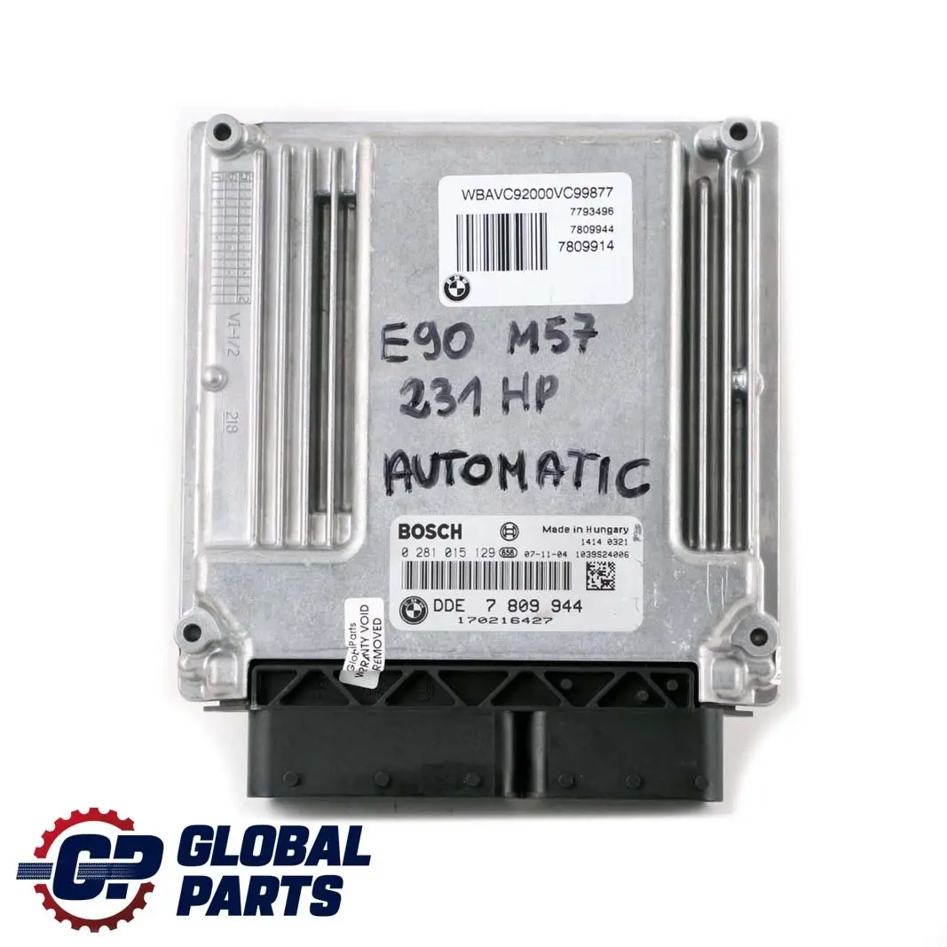 BMW E90 E91 E92 330d M57N2 231HP Engine ECU KIT DDE CAS + Key Automatic - SKU 7809944-2 - Part number 7809944