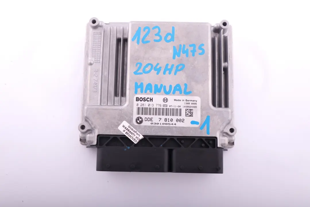 BMW 1 Series E81 E82 E87 LCI E88 N47S 123d ECU Kit DDE CAS 3 Key Manual - SKU 7810002-1 - Part number 7810002