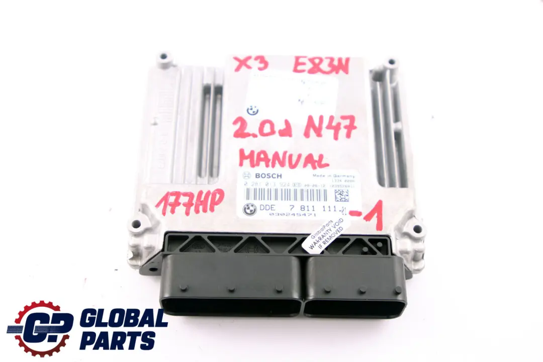 BMW X3 E83 LCI 2.0d N47 Engine ECU Kit DDE + EWS IV + Key Manual - SKU 7811111-1 - Part number 7811111