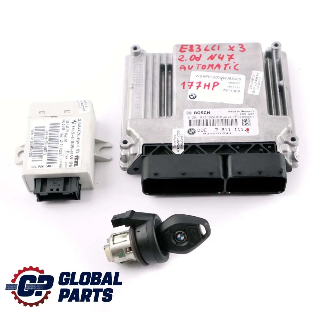 BMW X3 E83 LCI 2.0d N47 Motor ECU Kit DDE 7811111 EWS4 Schlüssel Automatik