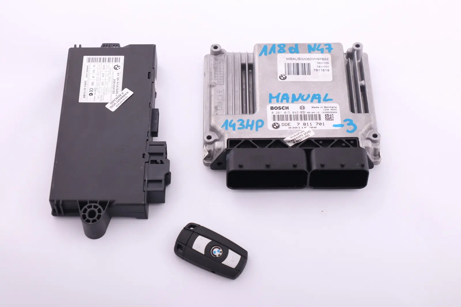 BMW E81 E87 LCI E90 118d 318d N47 Diesel ECU KIT DDE 7811701 CAS3 + Clave Manual