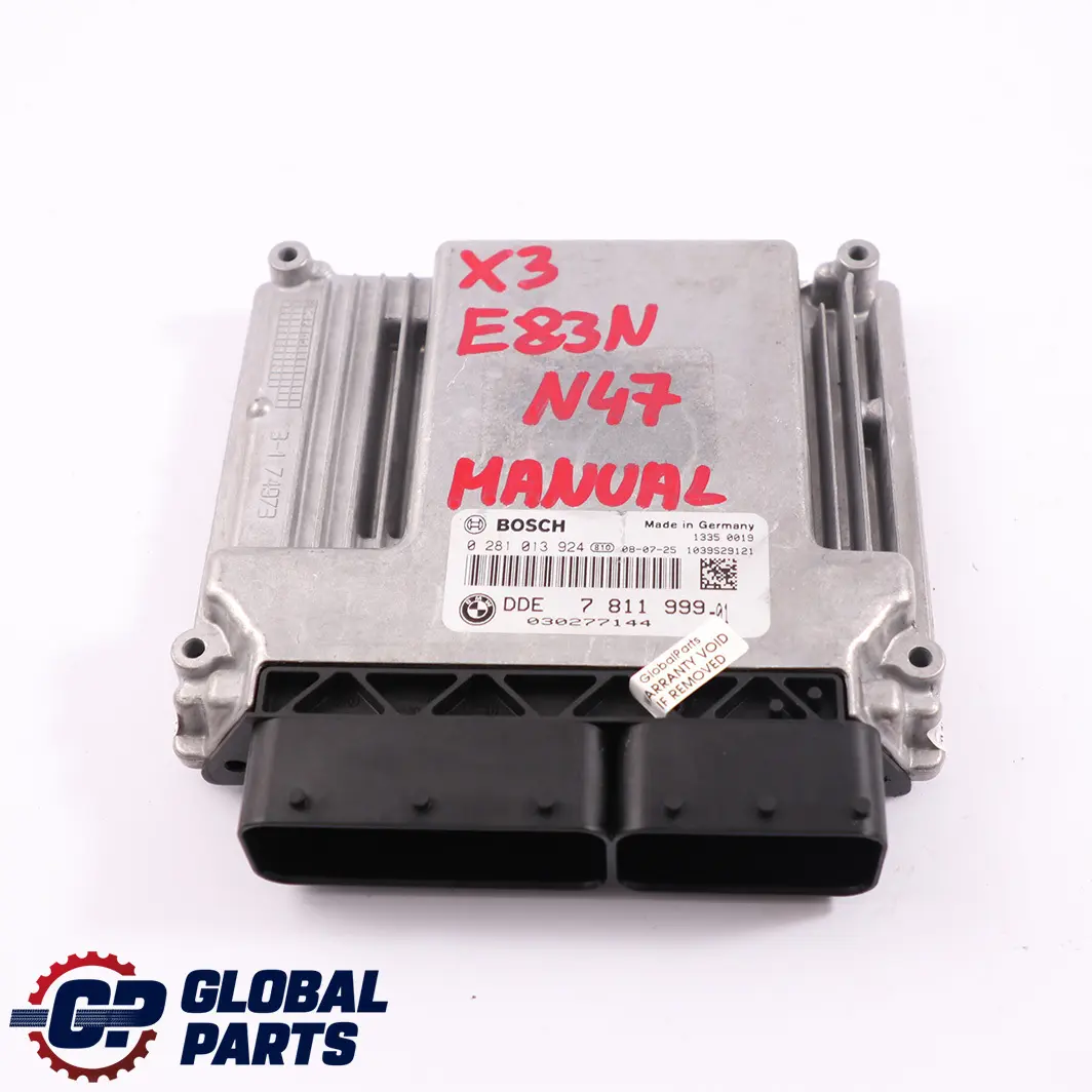 N47 177HP Diesel Engine Control Unit ECU DDE Manual to BMW X3 E83 LCI 2.0d with Part number 7811999 BMW X3 E83 LCI 2.0d N47 177HP Diesel Engine Control Unit ECU DDE Manual - SKU 7811999 - Part number 7811999