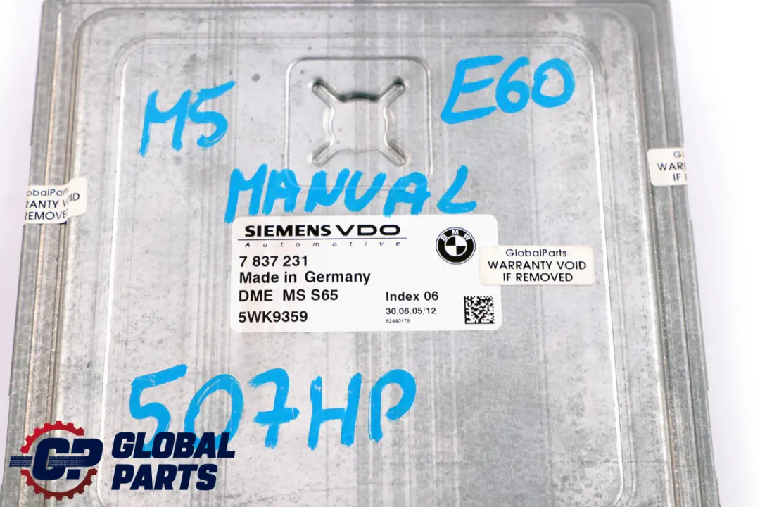*BMW 5 6 er E60 M5 E63 E64 M6 507HP Steuergerät DME CAS3 Schlüssel für mit Teilenummer 7837231 *BMW 5 6 er E60 M5 E63 E64 M6 507HP Steuergerät DME CAS3 Schlüssel - SKU 7837231 - Teilenummer 7837231