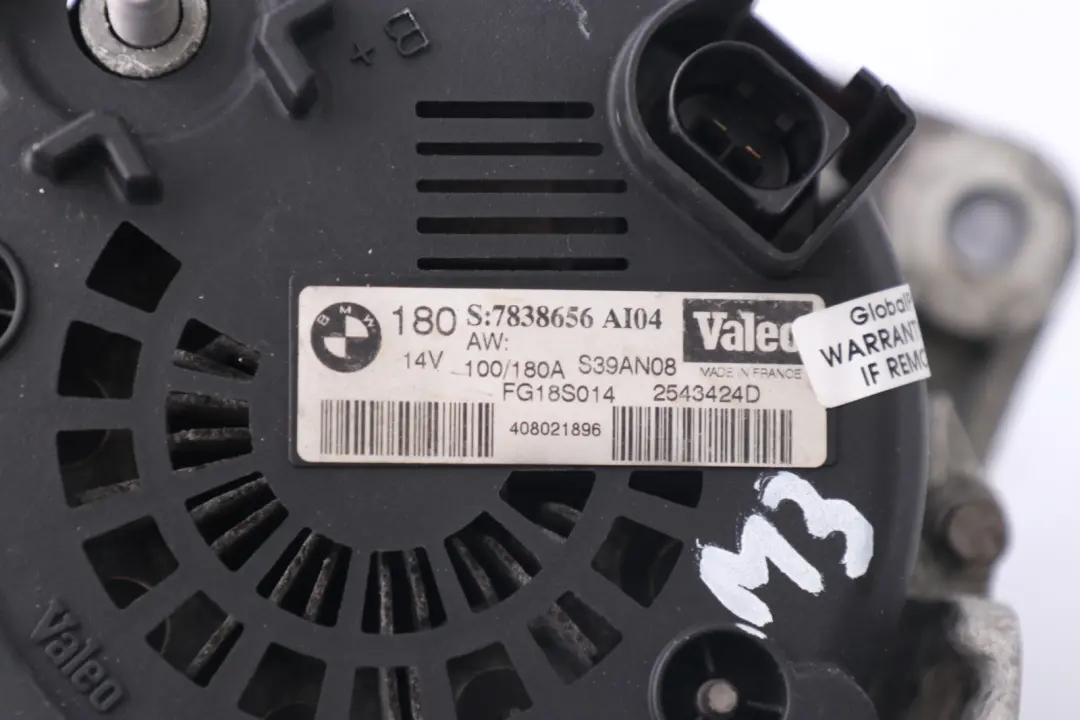 BMW 3 Series E90 E91 E92 M3 Engine Alternator Generator Valeo 180A - SKU 7838656 - Part number 7838656