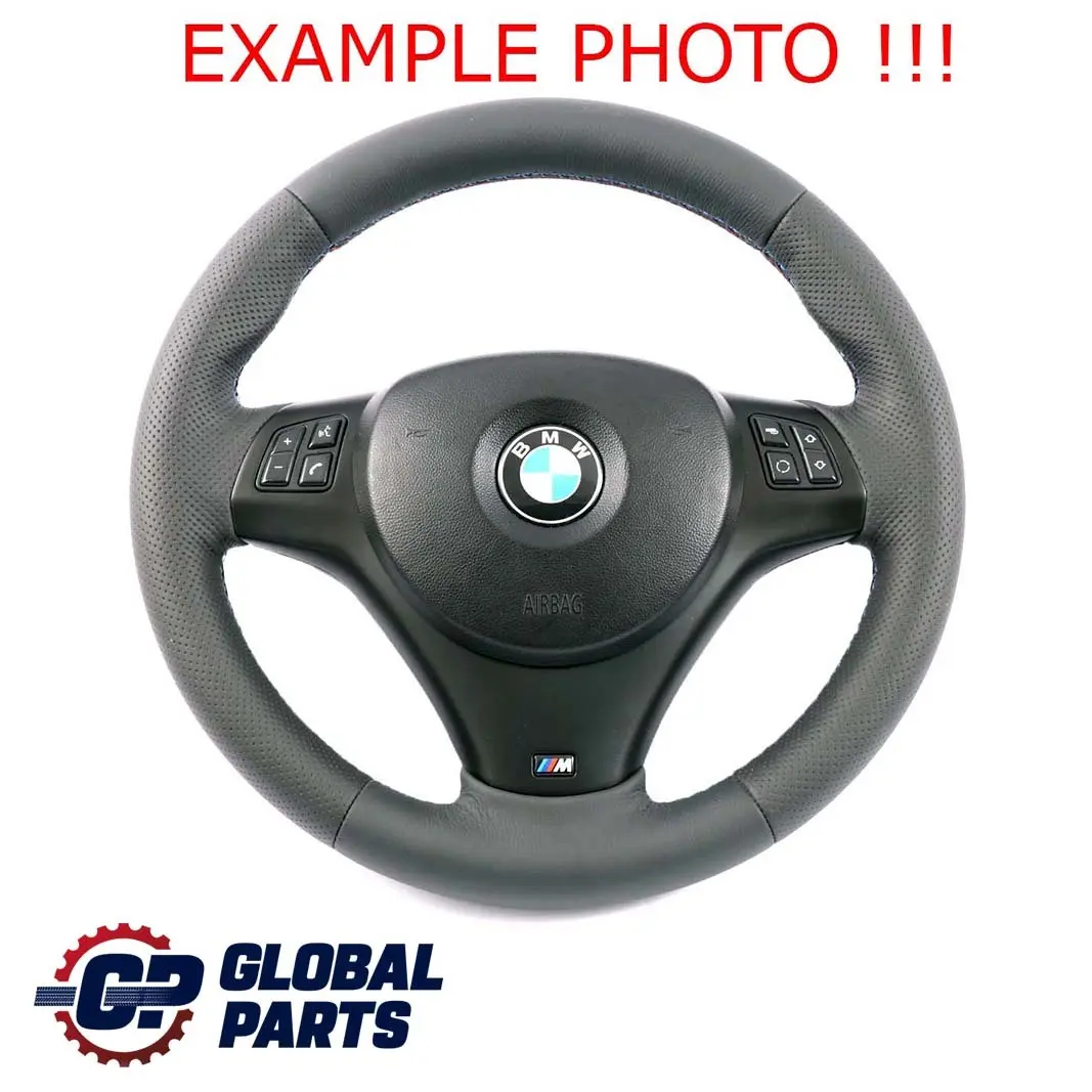 BMW E81 E82 E87 E90 E91 E92 M Sport Volant avec NEUF Noir Cuir Fils Tricolores