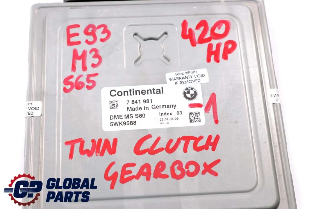 BMW E90 E92 E93 M3 Engine S65 420HP ECU Kit DME + CAS3 + 2 Keys - SKU 7841981-1 - Part number 7841981