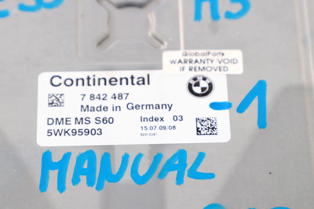 S65 420PS Grundsteuergerät DME CAS3 Schlüssel für BMW 3 er E90 E92 E93 M3 mit Teilenummer 7842487 BMW 3 er E90 E92 E93 M3 S65 420PS Grundsteuergerät DME CAS3 Schlüssel - SKU 7842487-1 - Teilenummer 7842487