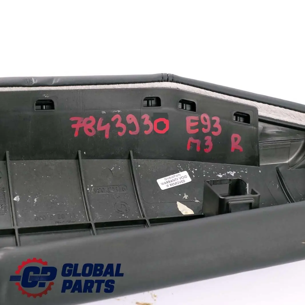 Side Finisher Rear Seat Right O/S Leather Black to BMW 3 Series E93 M3 Cabrio with Part number 7843930 BMW 3 Series E93 M3 Cabrio Side Finisher Rear Seat Right O/S Leather Black - SKU 7843930 - Part number 7843930