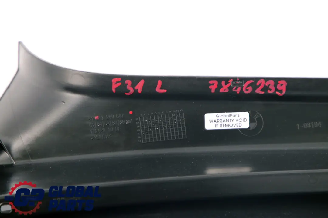 Column D-Pillar Trim Schwarz Black Left N/S to BMW 3 Series F31 Cover with Part number 7846239 BMW 3 Series F31 Cover Column D-Pillar Trim Schwarz Black Left N/S - SKU 7846239 - Part number 7846239