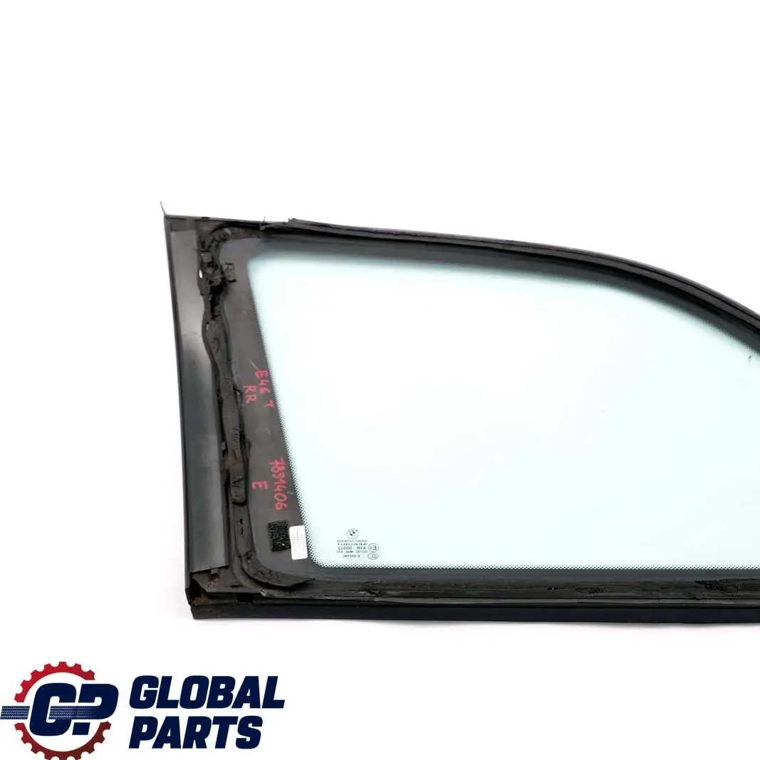 Right O/S Side Window Glass Green AS2 High Gloss Strip to BMW 3 E46 Touring Rear with Part number 7891406 BMW 3 E46 Touring Rear Right O/S Side Window Glass Green AS2 High Gloss Strip - SKU 7891406 - Part number 7891406