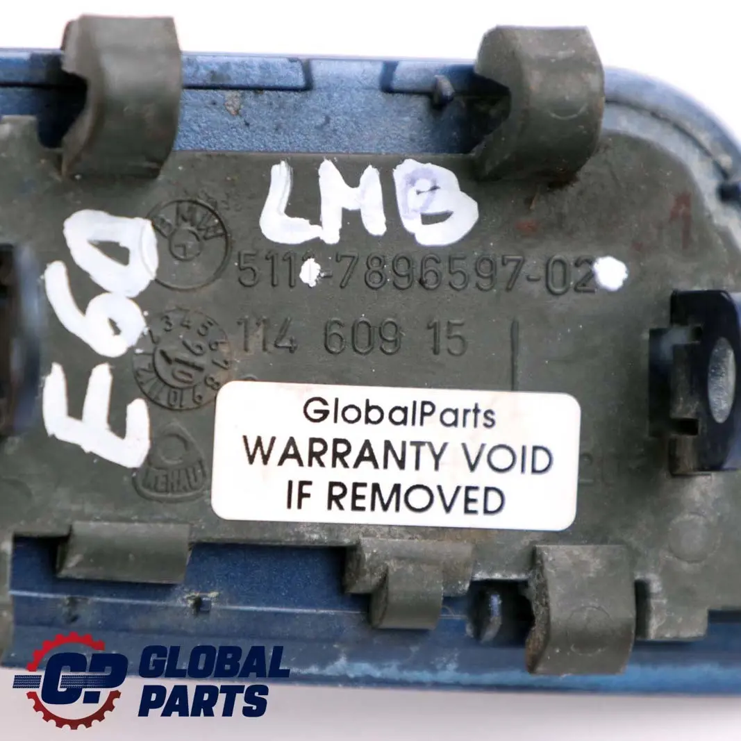 Front Bumper Headligh Flap Cover Left N/S Le Mans Blau Blue to BMW 5 Series E60 M with Part number 7896597 BMW 5 Series E60 M Front Bumper Headligh Flap Cover Left N/S Le Mans Blau Blue - SKU 7896597-LMB - Part number 7896597