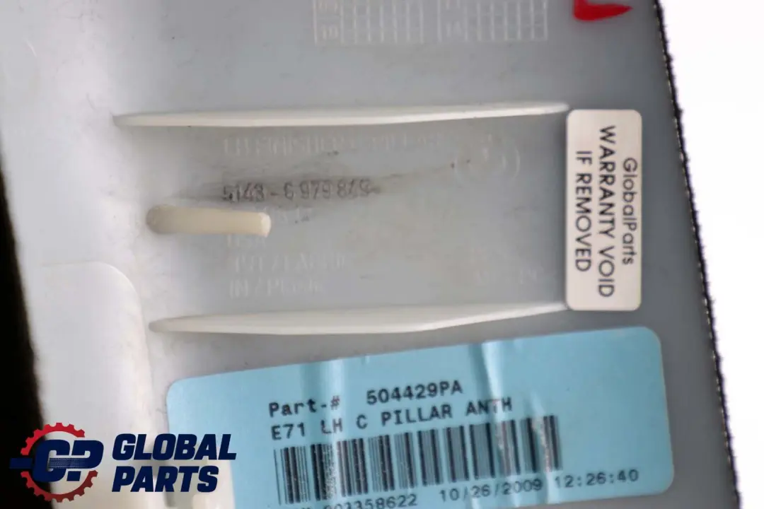 Tapa Columna C Panel Embellecedor Izquierda Negro para BMW X6 E71 con número de pieza 6979849 BMW X6 E71 Tapa Columna C Panel Embellecedor Izquierda Negro - SKU 7896765 - Número de pieza 6979849