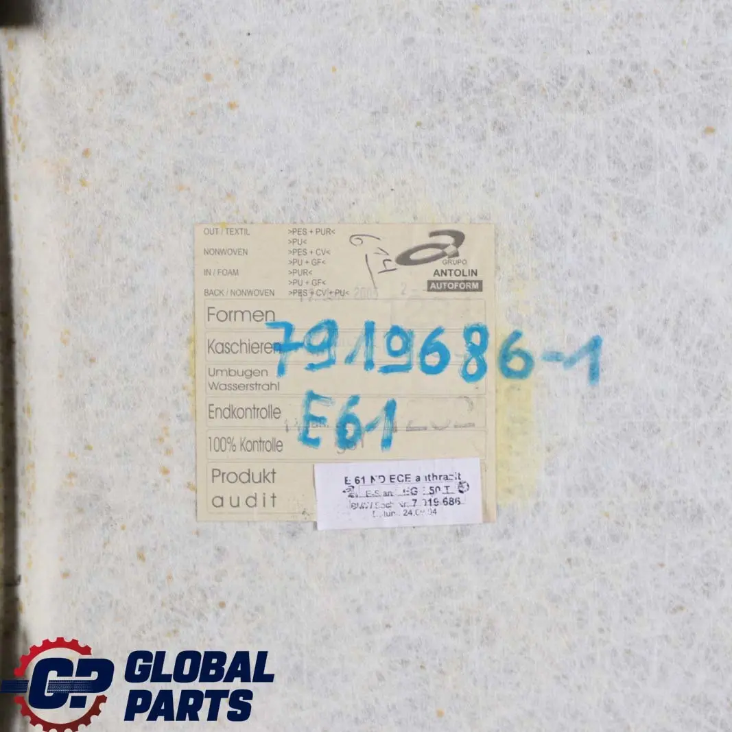 Headliner Headlining Roof Lining Anthrazit Black UK to BMW 1 E61 Touring with Part number 7919686 BMW 1 E61 Touring Headliner Headlining Roof Lining Anthrazit Black UK - SKU 7919686-1 - Part number 7919686