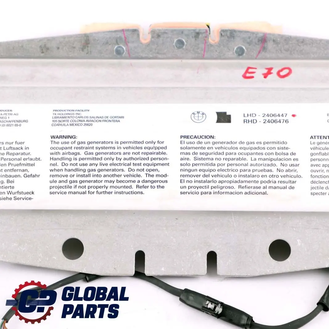  Módulo De Aire BMW X5 X6 E70 E71 Delantero Lado Pasajero Salpicadero 9141530 - SKU 7943538 - Número de pieza 9296848