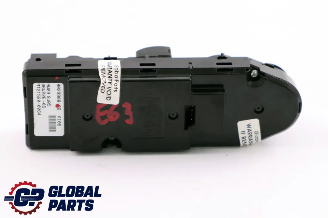 Interruptor elevalunas del lado del conductor para BMW Serie 6 E63 con número de pieza 8029908 BMW Serie 6 E63 Interruptor elevalunas del lado del conductor - SKU 8029908 - Número de pieza 8029908