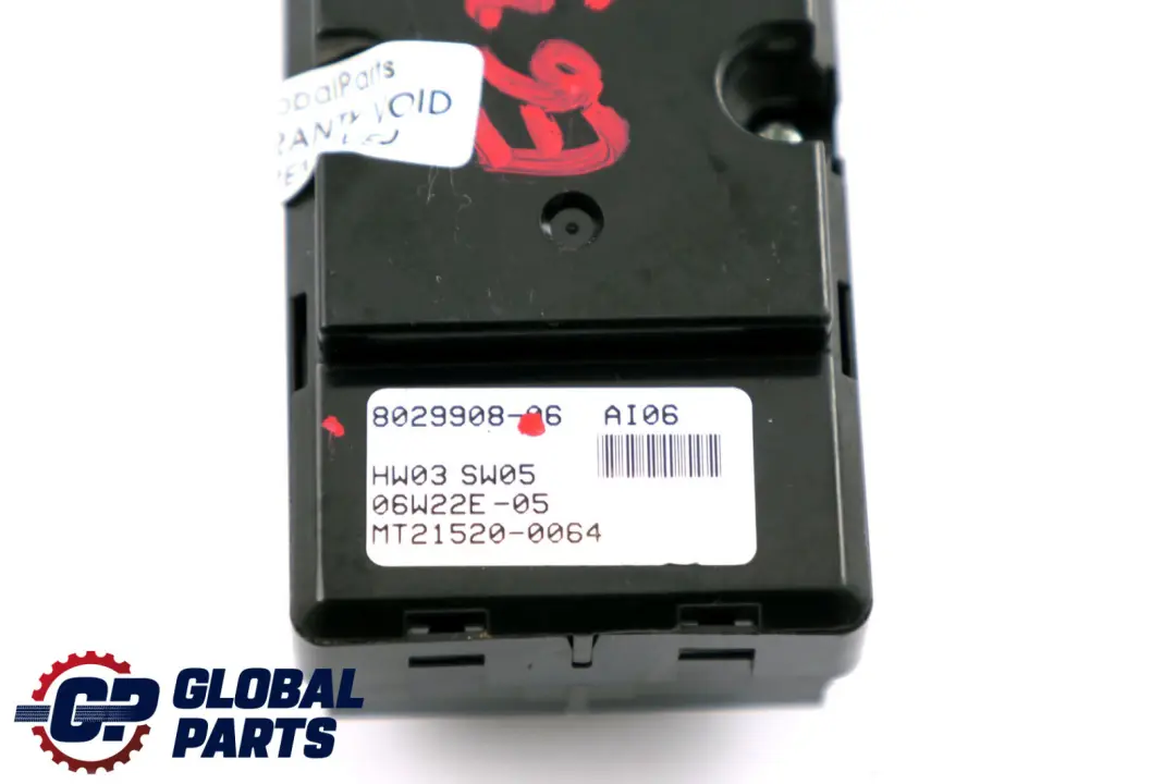 Interruptor elevalunas del lado del conductor para BMW Serie 6 E63 con número de pieza 8029908 BMW Serie 6 E63 Interruptor elevalunas del lado del conductor - SKU 8029908 - Número de pieza 8029908