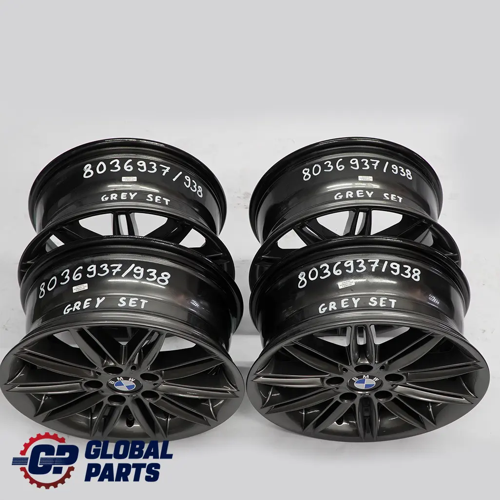 Komplett Set 4x Alufelge Alu Felge Felgen 17" M Doppelspeiche 207 für BMW E81 E87 mit Teilenummer 8036938 BMW E81 E87 Komplett Set 4x Alufelge Alu Felge Felgen 17" M Doppelspeiche 207 - SKU 8036937/8036938 SET - Teilenummer 8036938