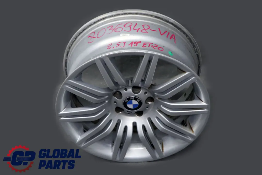 Front Alloy Wheel Rim 19" ET:20 8,5J M Double Spoke 172 VIA to BMW 5 Series E60 with Part number 8036948-VIA BMW 5 Series E60 Front Alloy Wheel Rim 19" ET:20 8,5J M Double Spoke 172 VIA - SKU 8036948-VIA - Part number 8036948-VIA