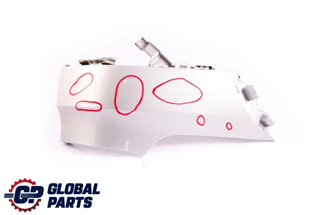 Bumper Left N/S Lateral Trim Panel Titan Silver - 354 to BMW X5 E70 M Sport Rear with Part number 8037281 BMW X5 E70 M Sport Rear Bumper Left N/S Lateral Trim Panel Titan Silver - 354 - SKU 8037281 - Part number 8037281