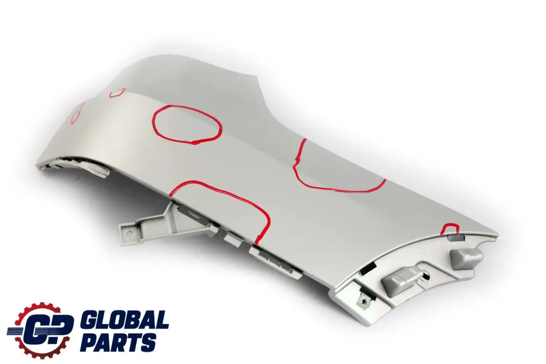 Bumper Right O/S Lateral Trim Panel Titan Silver - 354 to BMW X5 E70 M Sport Rear with Part number 8037282 BMW X5 E70 M Sport Rear Bumper Right O/S Lateral Trim Panel Titan Silver - 354 - SKU 8037282 - Part number 8037282