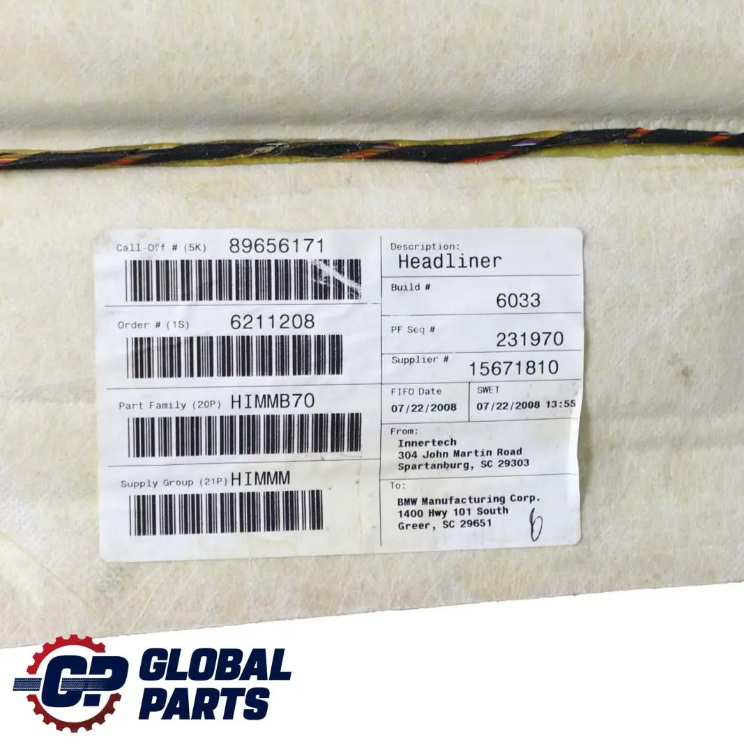 BMW X5 E70 Podsufitka Komplet M-Pakiet Antrazit - SKU 8037340 - Numer Części 8037340