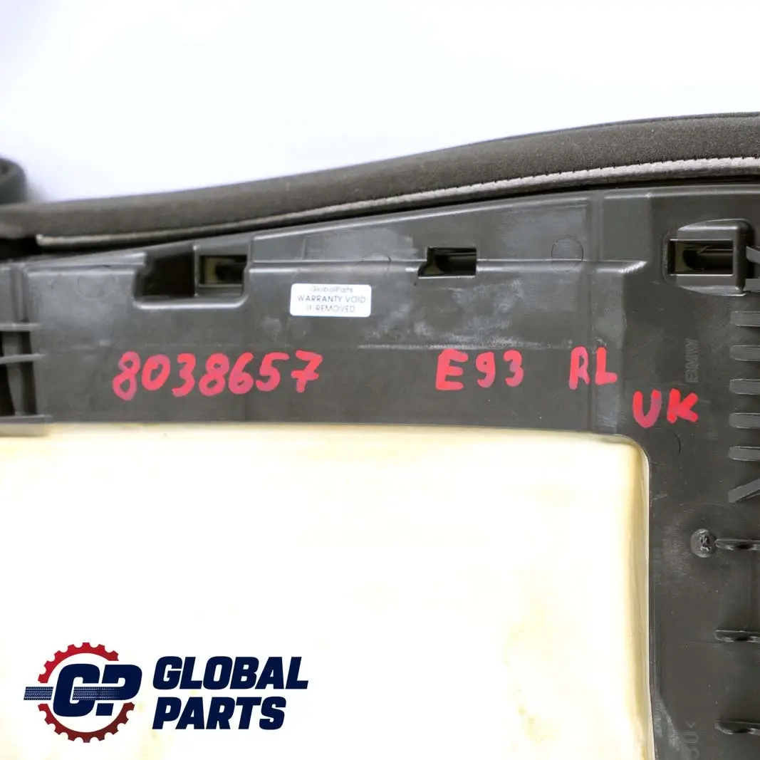 Leather Rear Left Seat N/S Cover Couch to BMW 3 E93 M3 Convertible Black with Part number 8038657 BMW 3 E93 M3 Convertible Black Leather Rear Left Seat N/S Cover Couch - SKU 8038657 - Part number 8038657