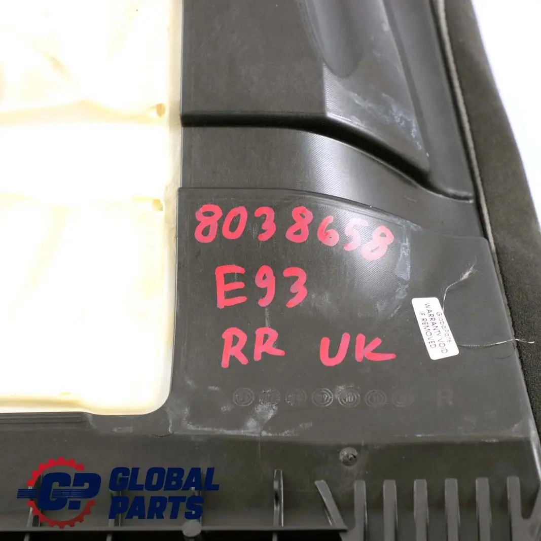 Leather Rear Right Seat O/S Cover Couch to BMW 3 E93 M3 Convertible Black with Part number 8038658 BMW 3 E93 M3 Convertible Black Leather Rear Right Seat O/S Cover Couch - SKU 8038658 - Part number 8038658