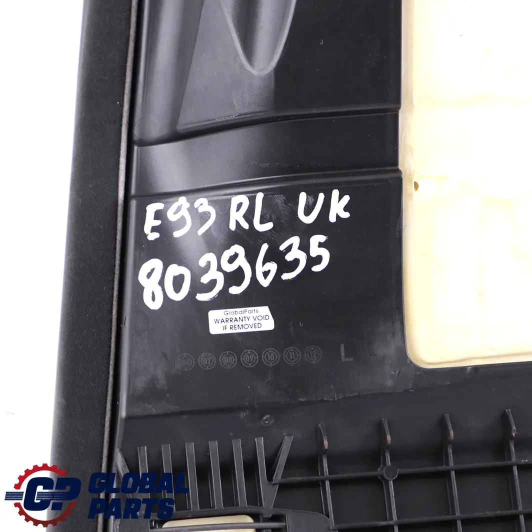 Left Seat N/S Cover Couch Cloth Alcantara to BMW 3 E93 Cabrio Convertible Rear with Part number 8039635 BMW 3 E93 Cabrio Convertible Rear Left Seat N/S Cover Couch Cloth Alcantara - SKU 8039635 - Part number 8039635