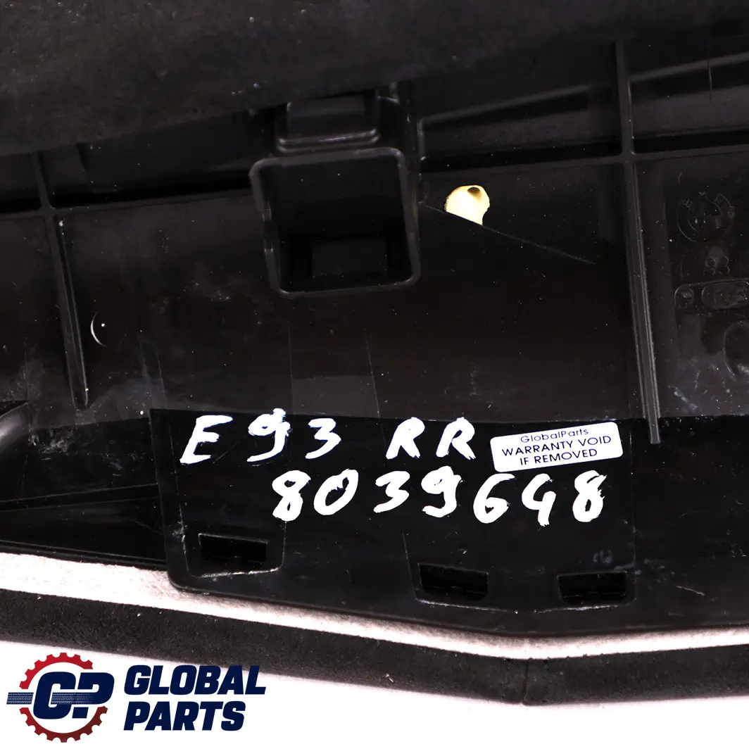 Side Finisher Rear Seat Right O/S Cloth Alcantara to BMW 3 Series E93 Cabrio with Part number 8039648 BMW 3 Series E93 Cabrio Side Finisher Rear Seat Right O/S Cloth Alcantara - SKU 8039648 - Part number 8039648