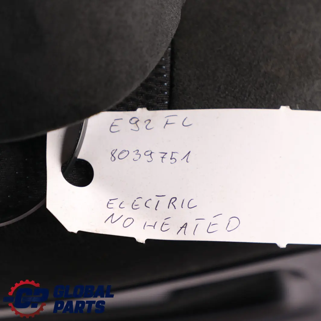 Front Left N/S Interior Seat Alcantara Anthracite Electic to BMW E92 Coupe M Sport with Part number 8039751 BMW E92 Coupe M Sport Front Left N/S Interior Seat Alcantara Anthracite Electic - SKU 8039751 - Part number 8039751
