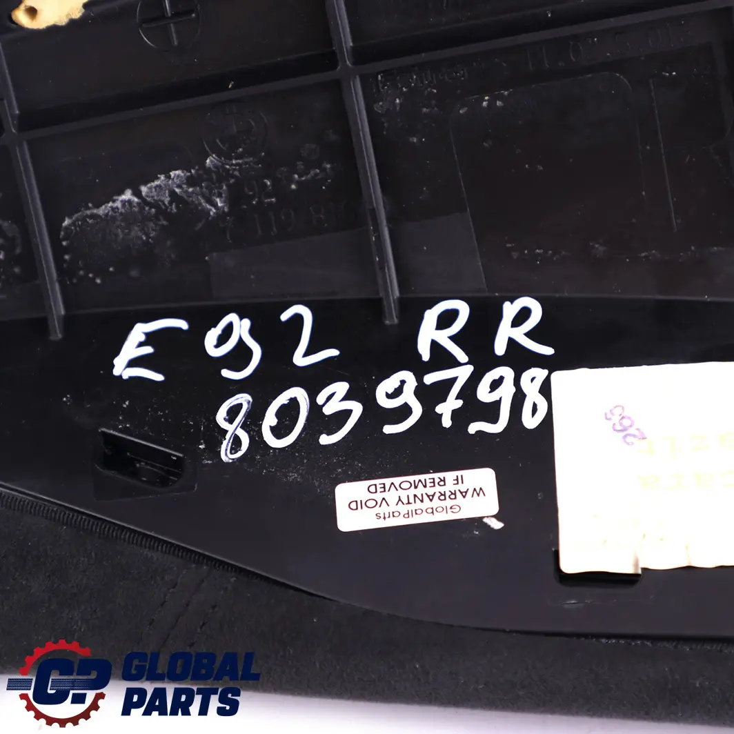BMW E92 Coupe Asiento Trasero Derecho Side Finisher Cover Cloth Alcantara - SKU 8039798 - Número de pieza 8039798