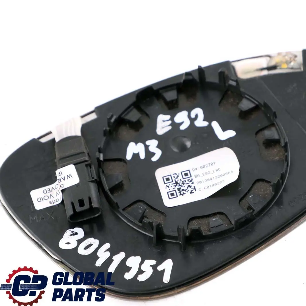 Left N/S M Wing Mirror Glass Wide Angle Heated to BMW 3 E90 E92 E93 M3 with Part number 8041951 BMW 3 E90 E92 E93 M3 Left N/S M Wing Mirror Glass Wide Angle Heated - SKU 8041951 - Part number 8041951