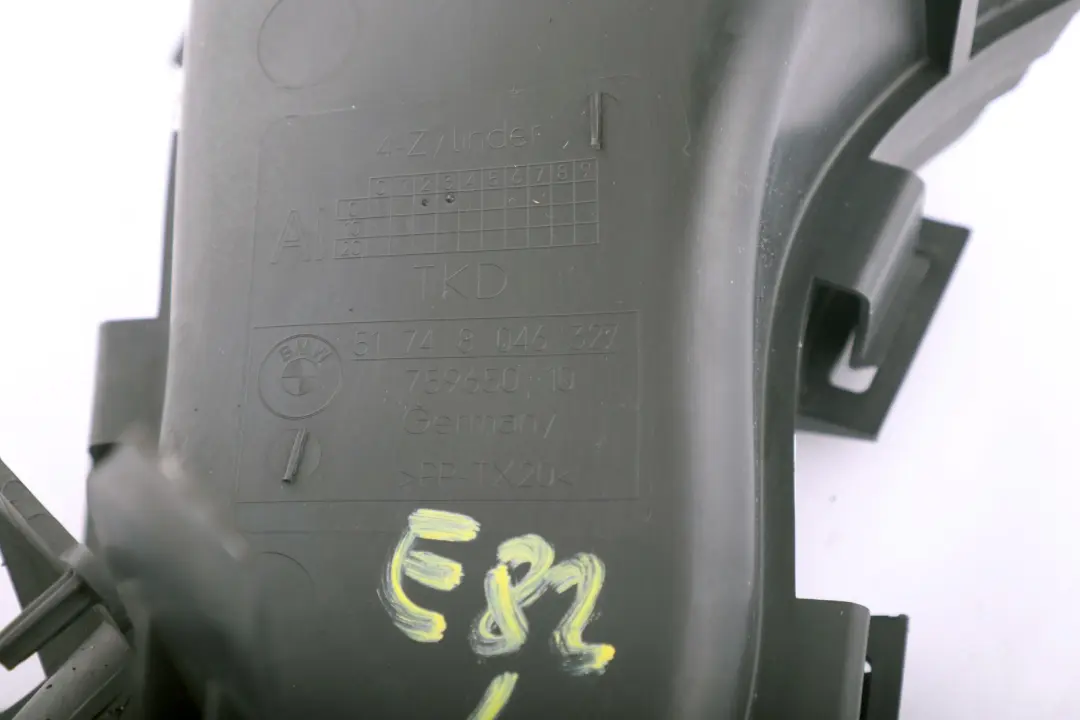 Frontstoßstange Luftkanal Luftführung Bremse links für BMW 1 er E82 E88 mit Teilenummer 8046327 BMW 1 er E82 E88 Frontstoßstange Luftkanal Luftführung Bremse links - SKU 8046327 - Teilenummer 8046327